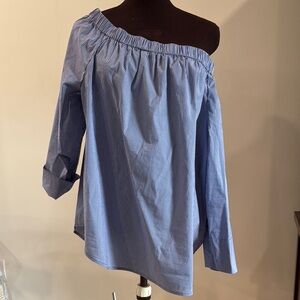 Philosophy off the shoulder pinstripe cotton blend 3/4 sleeve top